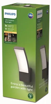 Zdjęcie produktu dla Philips Kinkiet Splay 12 W, Oświetlenie zewnętrzne ścienne, Antracyt, Metal, IP44, Patio, Ogród, I