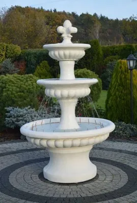 Produktbild von Casa Padrino Barock Springbrunnen Weiß Ø 120 x H. 205 cm - Prunkvoller Gartenbrunnen im Barockstil - Runder Gartendeko Stein Brunnen - Barock Garten Deko Accessoires