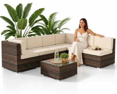 Obrázok produktu pre Mucola lounge set polyratanový záhradný nábytok ratanový záhradný set pohovka jedálenský set záhradný set - hnedý
