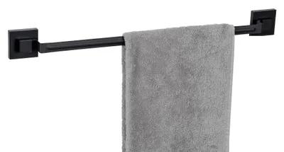 Handtuchstange Quadro, Edelstahl, 60 cm, ohne Bohren, schwarz
