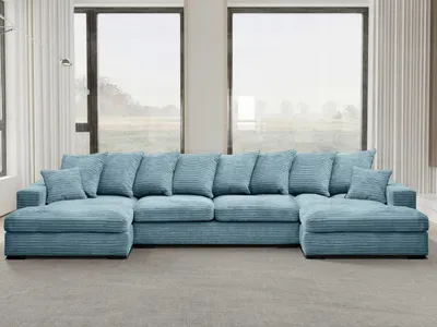 Zdjęcie produktu dla Sofa w kształcie U GABON narożnik z funkcją spania Zoom jasnoniebieski