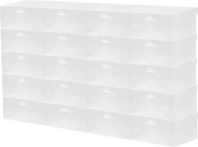 Obrázek produktu pro Sada 20 krabic na boty – úložné boxy – stohovatelné – snadná montáž – úspora místa – minimalistický design – bílé
