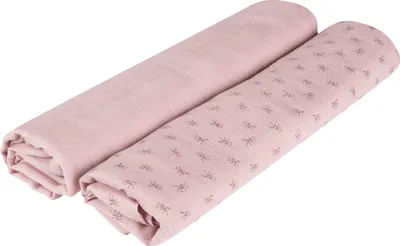Produktbild von roba organic 2er Set Puck- und Stilltuch 'Lil Planet' rosa/mauve, Baumwolle, GOTS, 120x120cm