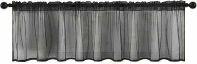 Produktbild von zestaw 2 zasłon bistro przezroczysta zasłona dysk krótka zasłona karnisz, rozmiar: 132x46cm, kolor: czarny