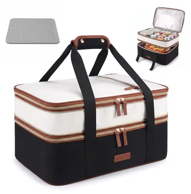 Isolierte Auflaufform-Tasche, erweiterbar, 24 L, beige