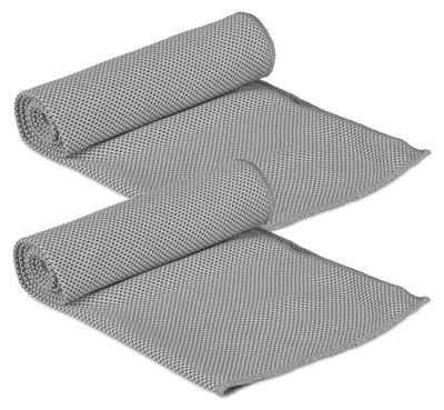 Produktbild von 8 x Kühlendes Handtuch, Mikrofaser, Kühltücher Hals, Sport & Fitness, mit Box, Kühlhandtuch Yoga, 90 x 30 cm, grau