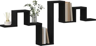 Obrázek produktu pro vidaXL Nástěnná police vzhled černého dubu 104,5 x 10 x 43 cm materiál na bázi dřeva