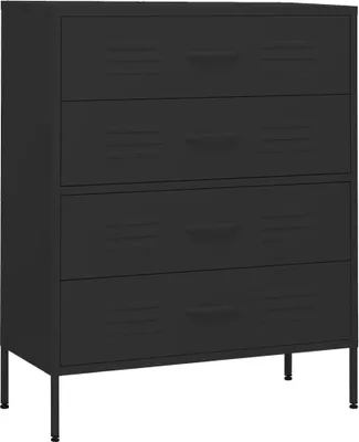 Immagine prodotto di Cassettiera nera 80x35x101,5 cm in acciaio