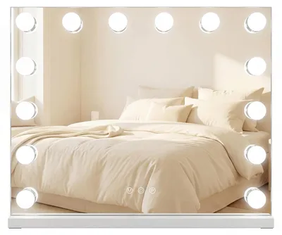 Image de Miroir de maquillage Hollywood avec éclairage, miroir de table LED avec 14 niveaux de luminosité réglables