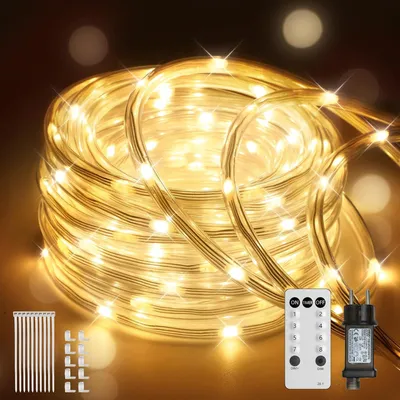 Zdjęcie produktu dla Świetlna girlanda 15 metrów - 300 diod LED - Wodoodporna (IP67) - Pilot zdalnego sterowania - Ciepła biel - Idealna na Boże Narodzenie