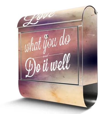 Produktbild von Edelstahl Briefkasten mit Zeitungsfach Love What You Do großer Design Postkasten rostfrei, A4 Einwurf [BKGE2 12771]