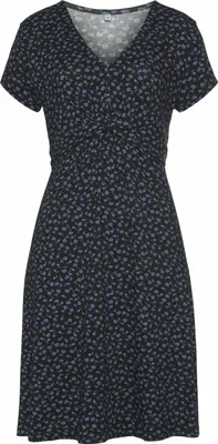 Produktbild von VIVANCE Jerseykleid mit Blümchenprint und V-Ausschnitt schwarz-blau-geblümt Größe 38
