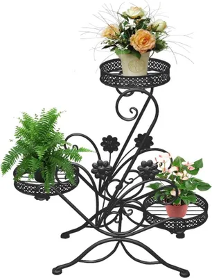 Produktbild von Blumenstandaard, 3 Etagen, metallene Pflanzenstandarde, Pflanzenregal, Blumenstandarde, Pflanzenregal, Pflanzenregal, Pflanzenregal, Blumenregal für Balkon, Terrasse, Innenhof