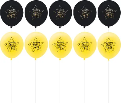 Produktbild von Oblique Unique Luftballon Set Happy New Year Silvester Neujahr Party 10 Stk. gold schwarz
