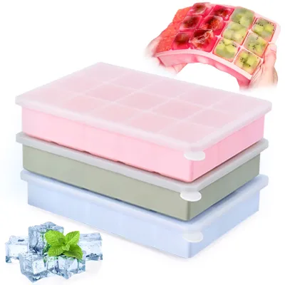 3er-Pack Silikon-Eiswürfelbehälter mit Deckel, 45 Formen, BPA-frei
