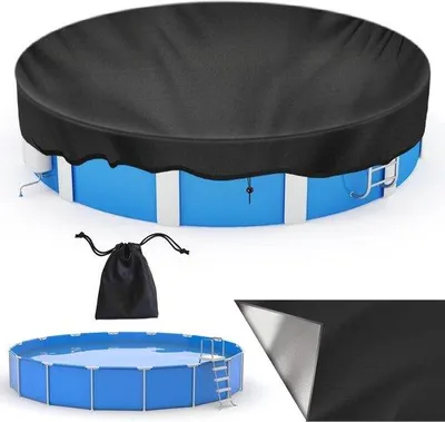 Produktbild von Famanu Runde Schwimmbadabdeckung - 420 D Oxford-Stoff, UV-beständig, faltbar