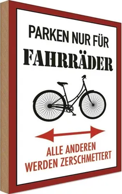 Produktbild von vianmo Holzschild 30x20 cm nur für Fahrräder alle anderen Parkplatzschild