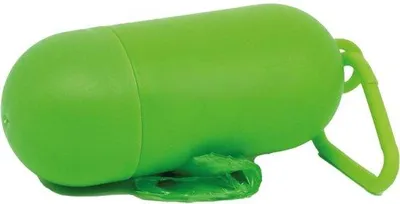 Produktbild von Famanu Halter für Kotbeutel mit Karabinerhaken - kompakte Spender inklusive reißfester und auslaufsicherer Kotbeutel - grün