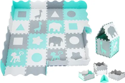 Immagine prodotto di Tappetino puzzle in schiuma XL 150 x 150 x 1 cm con bordo - Schiuma EVA - menta
