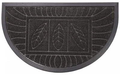Image de Tapis d'entrée demi-lune - 45 x 75 cm - Feuilles - Noir