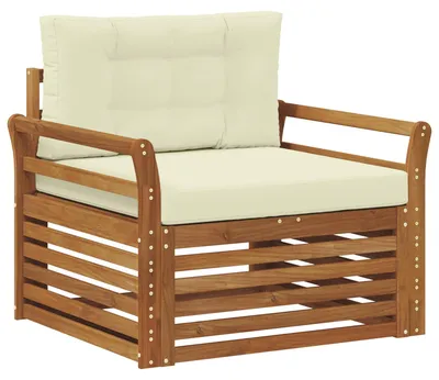 Produktbild von vidaXL Outdoor-Sofa Massives Akazienholz und Polyester Natur und Creme