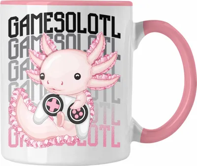Produktbild von Trendation - Axolotl Tasse Geschenk Schwanzlurch Gamer Gamesolotl Geschenkidee für Schwanz-Lurch Liebhaber (Rosa)