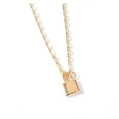 Produktbild von Goldkette mit Vorhängeschloss-Anhänger N724, unedles Metall, Maße wie auf dem Foto