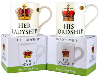Becherset 2er-Pack, Porzellan, His Lordship & Her Ladyship, Geschenkbox