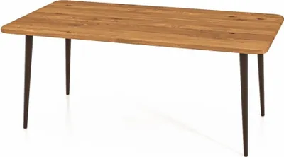 Produktbild von Couchtisch Tula aus Wildeiche massiv 90x90x48 mit schwarzen Metallbeinen