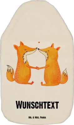 Produktbild von Mr. & Mrs. Panda Personalisierte Wärmflasche Füchse Liebe - Weiß - Personalisierte Geschenke, Personalisierte Kinder Wärmflasche, Fuchs, Personalisiertes Wärmekissen