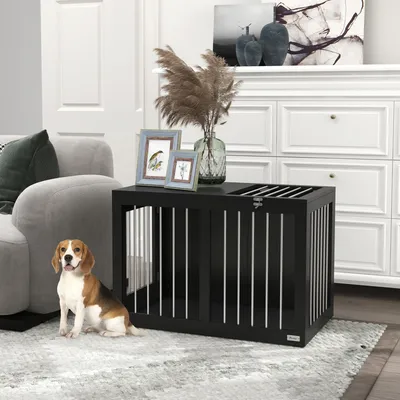 Immagine prodotto di Fortuna Lai Gabbia per cani per la casa, cuccia per cani, gabbia per animali domestici di taglia media, box per cani con porte, casetta per cani, gabbia da trasporto, nero, 80 x 50 x 56,5 cm