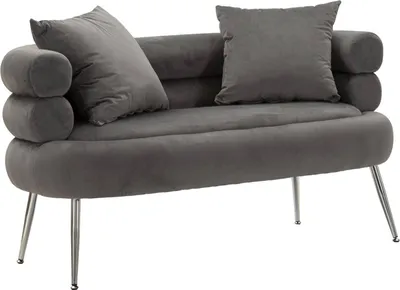 Immagine prodotto di Dmora Divano Fisso 2 Posti Casier 68x133x69h cm Grigio Grigio, 2 Cuscini Inclusi Posti a Sedere 2