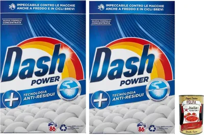Produktbild von 2x Dash Power Detersivo Lavatrice In Polvere, Waschmaschinen-Waschmittel Pulver, Anti-Rückstands-Technologie, 86 Waschgänge 4300G + Italian Gourmet polpa 400g