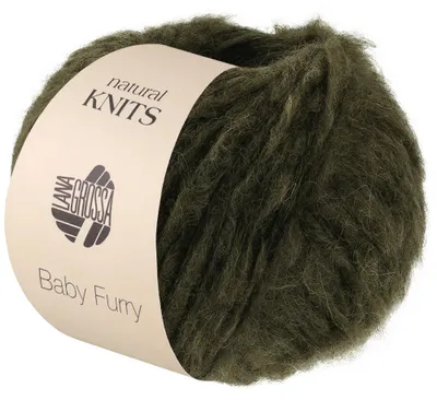 Produktbild von Lana Grossa BABY FURRY 50 g Flauschiges Effektgarn aus Alpaka, Baumwolle & Merino Farbe 014 - Dunkeloliv