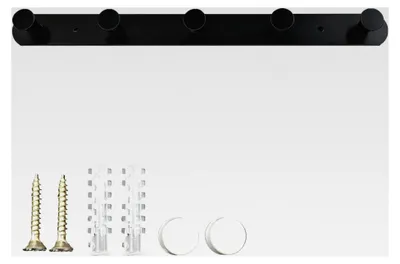 Produktbild von Schwarze Garderobenleiste mit 5 Haken, Wandhaken für Handtücher, Kleidung und Küchentücher