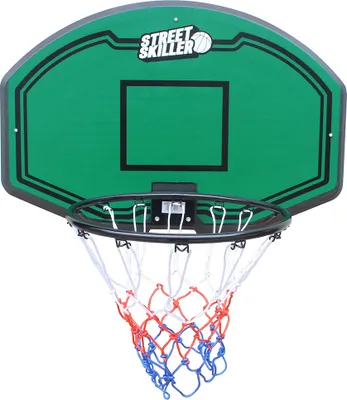 Produktbild von STREETSKILLER Basketballkorb mit Brett & Wandhalterung, 92x61 cm Rückwand, 43 cm Stahlkorb, robustes Netz, für Innen & Außen grün/schwarz | SSK-22