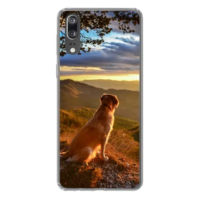 Produktbild von MuchoWow® Handyhülle Schutzhülle Hülle für Huawei P20 Ein Golden Retriever beobachtet den Sonnenuntergang Silikon Softcase Handy Hülle - Hardcover