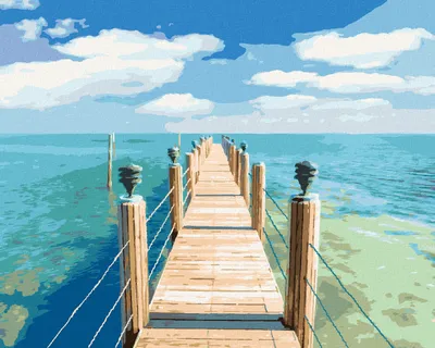 Produktbild von Zuty - Malen nach Zahlen - SEEBRÜCKE AM MEER (TED DAVIS), 40x50 cm, mit Keilrahmen (bereits gespannt)