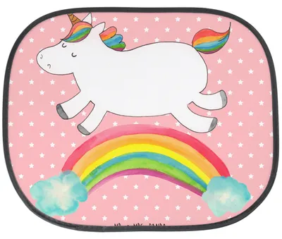 Produktbild von Mr. & Mrs. Panda Sonnenschutz Auto Einhorn Regenbogen - Rot Pastell - Geschenk, Seitenscheibe, Autoscheiben, Erwachsenwerden, Unicorn, Glitzer, Kfz, Einhornpower
