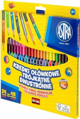 Image de Astra crayons de couleur double face triangulaires 24 pièces/48 couleurs (or+argent), 312023905