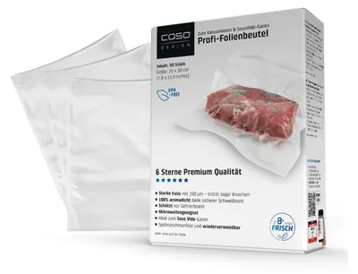 Produktbild von CASO 6 Sterne Profi-Folienbeutel 20x30 cm, 50 Beutel, Vakuumierbeutel für alle V