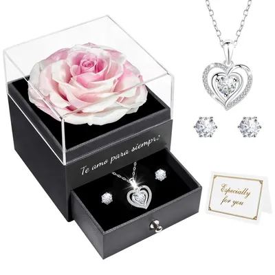 Productafbeelding van Bewaard Roos met Sieraden in Geschenkdoos voor Vrouwen
