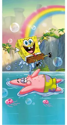 Produktbild von SpongeBob Badetuch Strandtuch Duschtuch 70 x 140 cm 100% Baumwolle