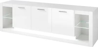 Produktbild von Lowboard in Hochglanz weiß MAILAND-61 inkl. LED-Beleuchtung, B/H/T: 198/61/43cm