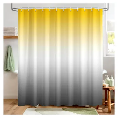 Produktbild von Duschvorhang Gelb-Grau Farbverlauf, 180x180 cm, Wasserfest aus Premium-Polyester, Inklusive 12 Haken, Für Privatsphäre und Gestaltung