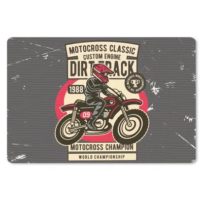 Produktbild von MuchoWow® Schreibtischunterlage Motorrad - Helm - Retro - Zeichnung 60x40 cm - XXL Mauspad - Großes Mauspad