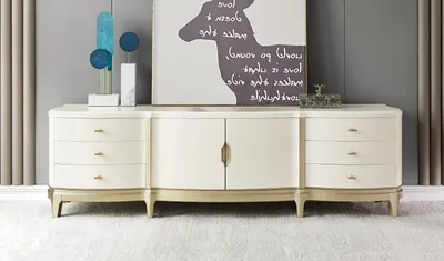 Produktbild von Sideboard Schrank Regal Möbel Design Holzschrank Weiß Sideboard Kommode Luxus