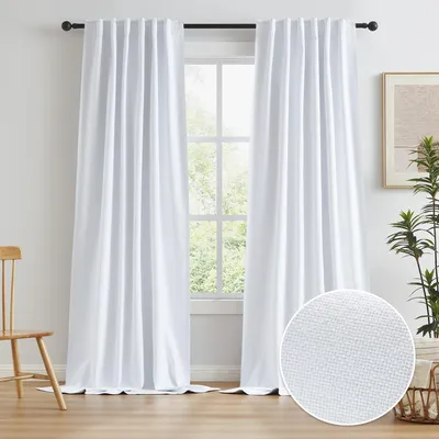 Immagine prodotto di Tende oscuranti in lino KEQIAOSUOCAI, 100% cotone, altezza 308 cm, 2 pannelli, resistenti