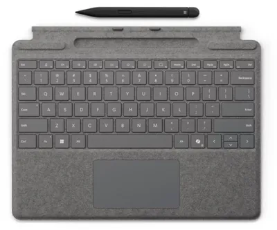 Produktbild von Surface Pro Keyboard mit Stiftaufbewahrung for Business (platin, DE-Layout, für Surface Pro 10/9/8/X for Business, inkl. Surface Slim Pen 2)