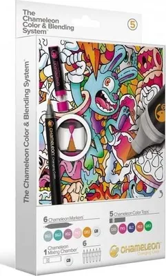 Obrázok produktu pre Chameleon Color & Blending System - N5, 6 kusov, BG1 (lagoon), BG3 (aqua marine), VO2 (mauve), PK3 (bubble gum), OR3 (tangerine), CG5 (cool gray),...